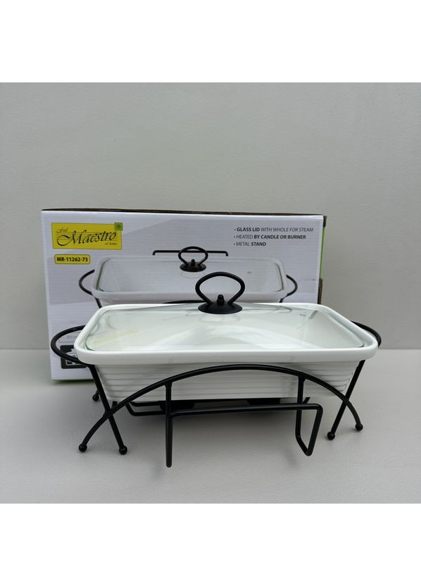 Мармит керамический прямоугольный 36 см 1,2 л с черной подставкой MR-11262-73 Maestro (363977616)