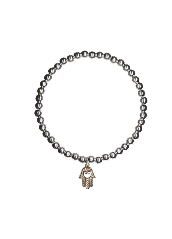 Браслет з намистин гематиту з підвіскою "Рука Фатіми" 4905 LeBijou (367580731)