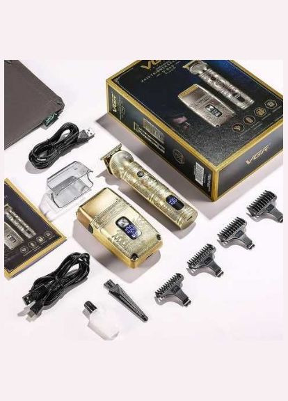 Чоловічий триммер та шейвер на акумуляторі з насадками, безпечна бритва 2в1 pro, пристрій для стрижки волосся VGR 649 (303928691)