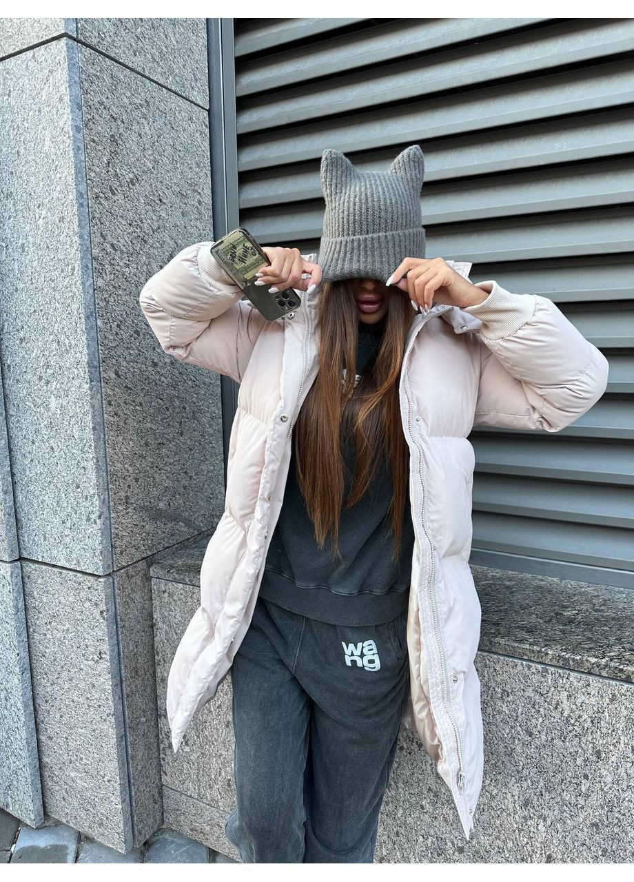 Бежевый демисезонный Пуховик Style Point