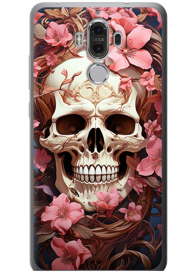 Силіконовий чохол 'Череп у рожевих квітах' для Endorphone Huawei Mate 9 (281474675)