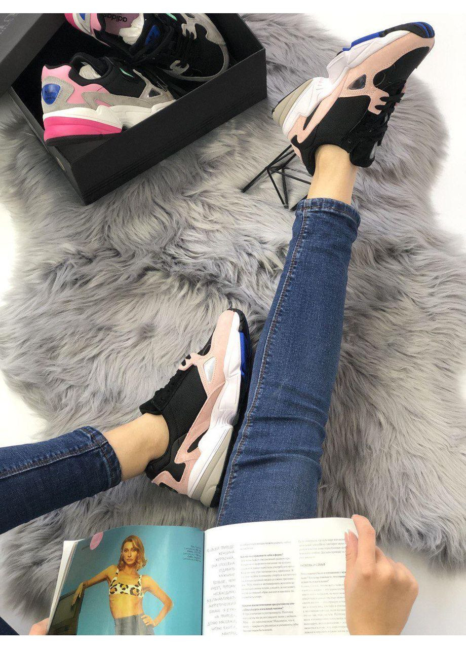 КРОССОВКИ ЖЕНСКИЕ ADIDAS FALCON PINK BLACK WHITE АДИДАС No Brand розовые демисезоны (368888024)