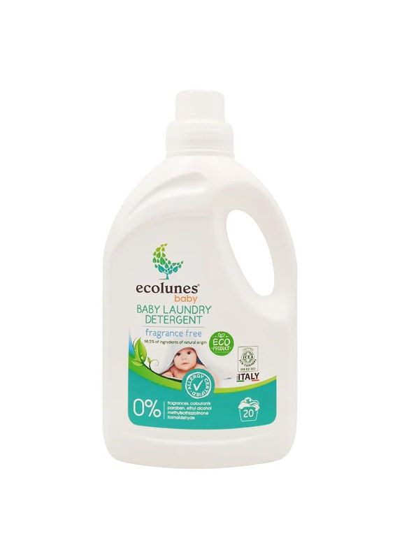 Гіпоалергенний органічний гель для прання дитячого одягу без запаху 1000 мл 23176 Ecolunes (282980551)