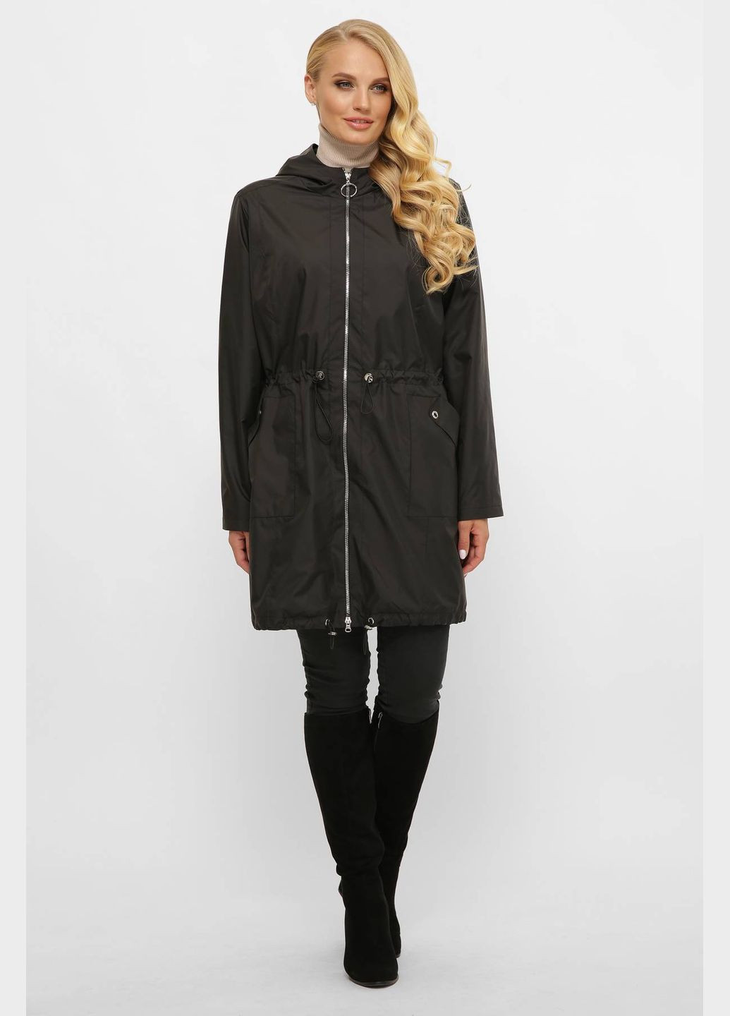 Демісезонний плащ з капюшоном ЛАНА чорний Tatiana демісезон (347580412)