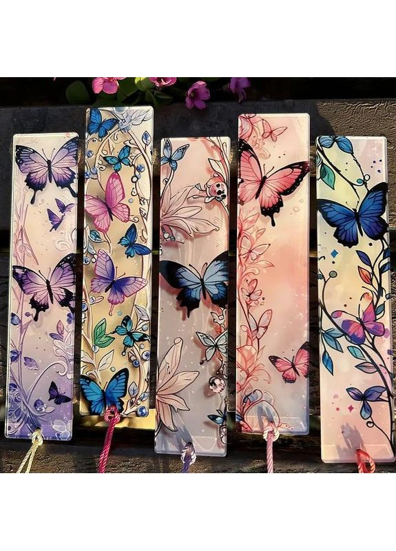 Закладки для книг с кистью 10 шт в наборе, акриловые с нежными бабочками, аксессуары для книг No Brand (370290506)