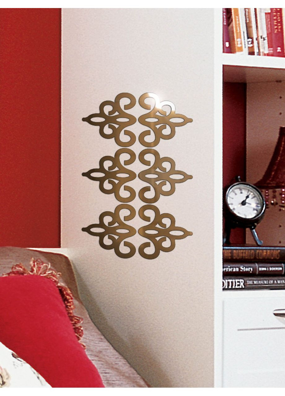 Дзеркальна настінна акрилова наклейка для декору стін Вензель 9.8х9.7 см 6 шт. Ваша Світлість (366334548)