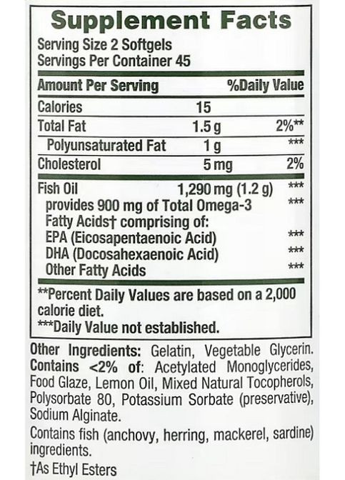 Mini Fish Oil 1290 mg Odor-Less 90 Caps Nature's Bounty (295045428)