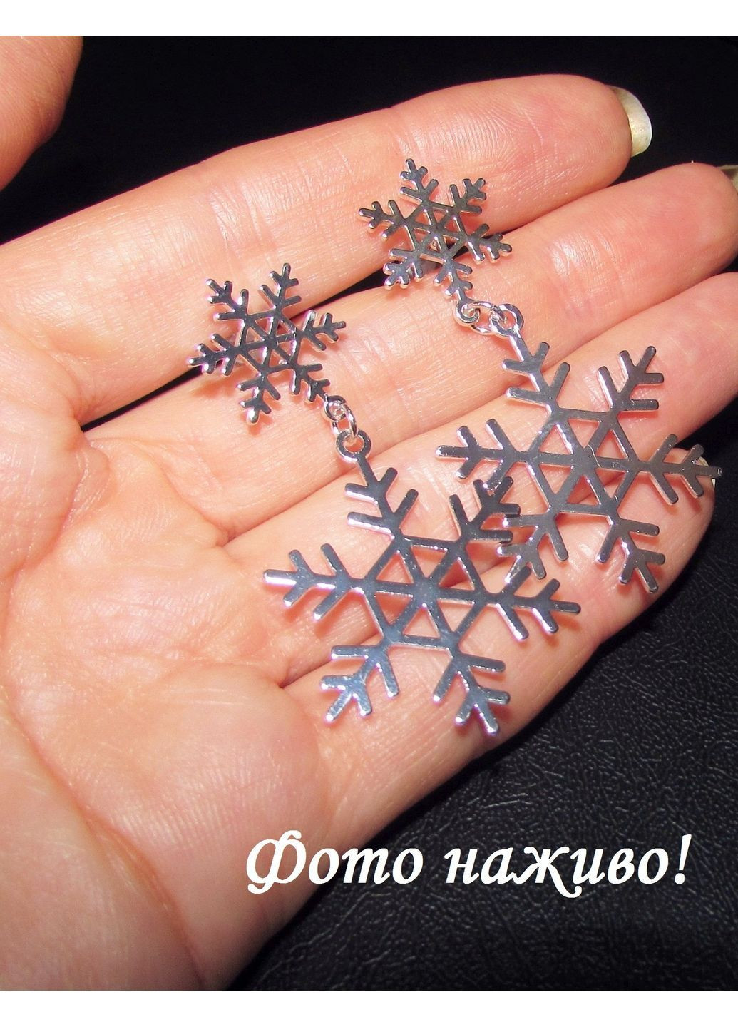 Стильні сріблясті сережки новорічні сніжинки, 1659 No Brand (367960479)