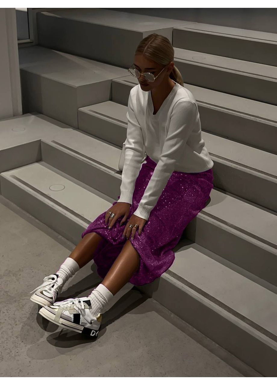 Фиолетовая праздничный женская юбка макси с пайетками MonCher