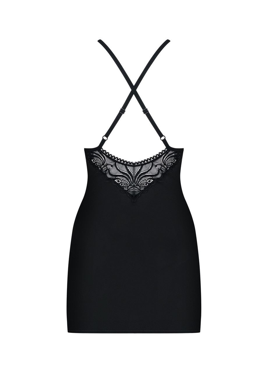 Пеньюар 828-CHE-1 Chemise & Thong Black Obsessive (358200453)