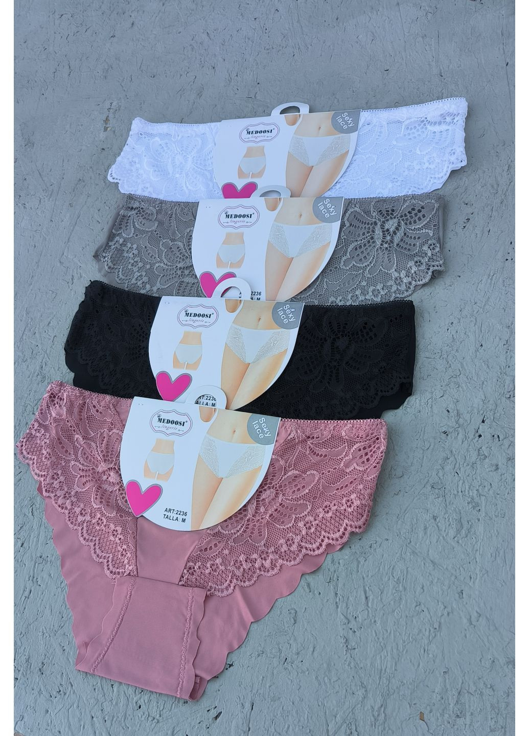 Набор 4 шт. слепые легкие и нежные трусики с кружевом и бесшовными краями. No Brand (364197241)