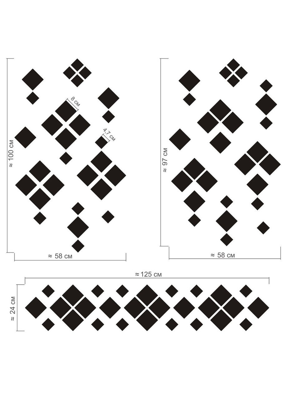 Декоративные зеркальные наклейки интерьерные акриловые на стену Вышиванка 28 шт. Ваша Світлість (366334718)
