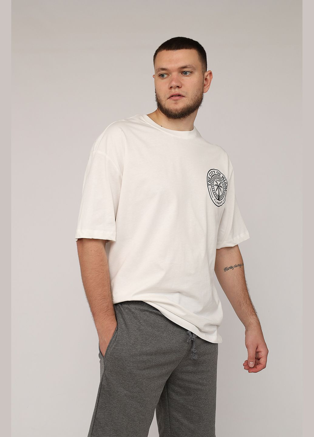 Белая футболка с коротким рукавом мужская цвет белый cb-00275657 HAROSTONE