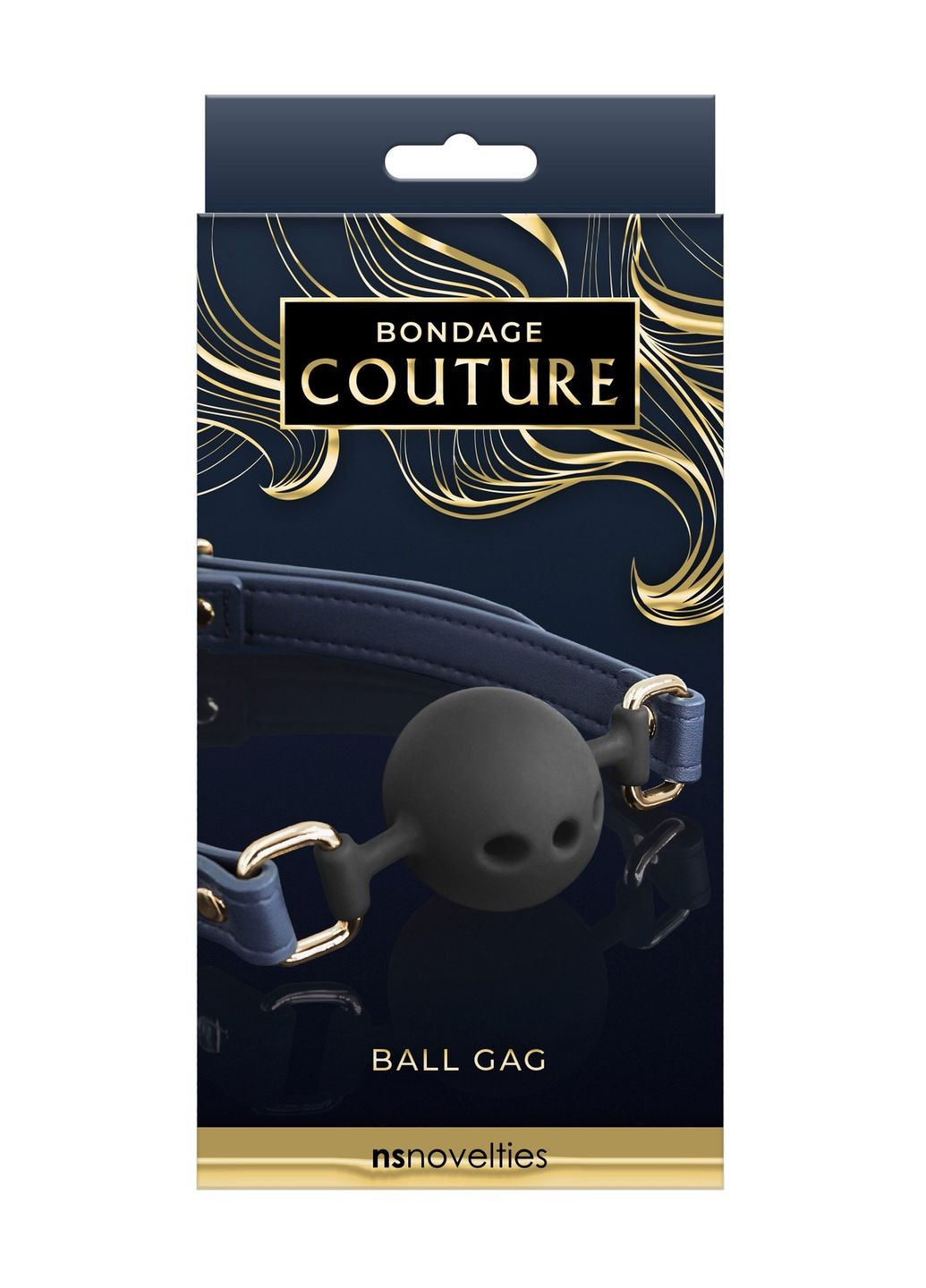 Кляп шар силіконовий Bondage Couture Ball, чорносиній Ns Novelties (298918808)