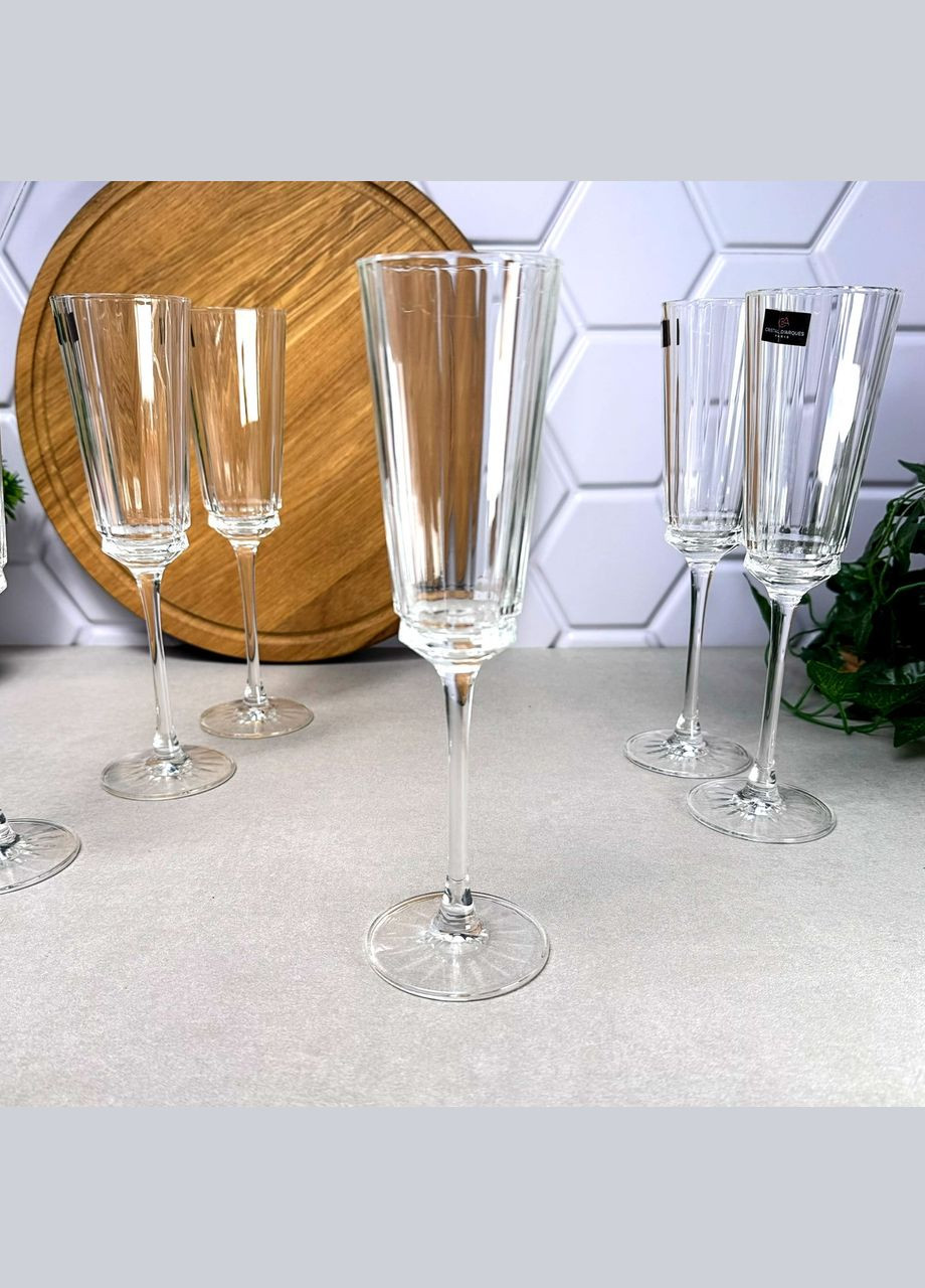 Келихи для шампанського з кришталевого скла 170 мл 6 шт Cristal D`Arques Macassar Cristal d'Arques (308251268)
