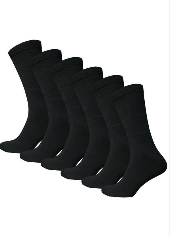 Чёрные носки мужские махровые с высокой резинкой 6 пар (614) р.40-44 чёрный Lomani однотонные (366079898)