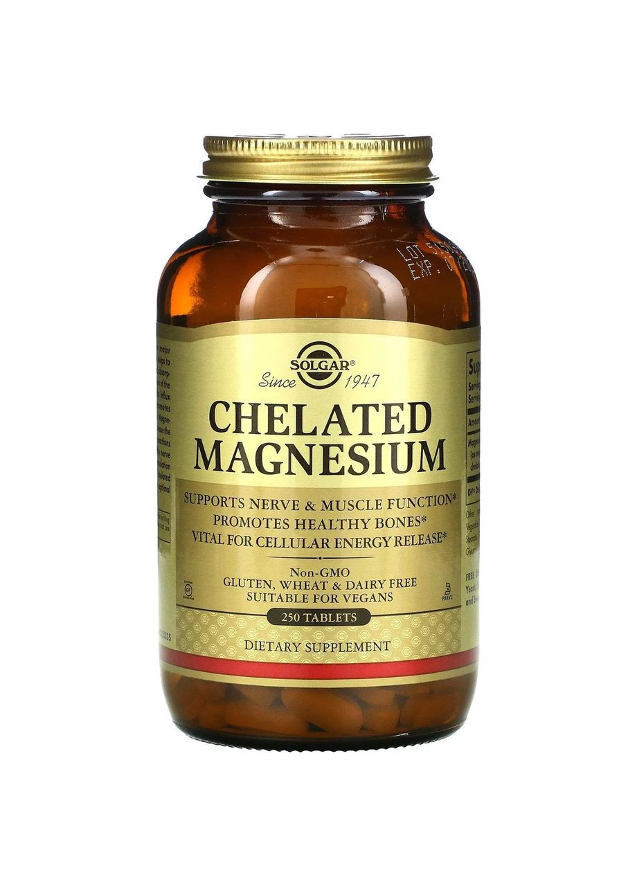 Хелатный магний (Chelated Magnesium) 250 таблеток Solgar (365754514)