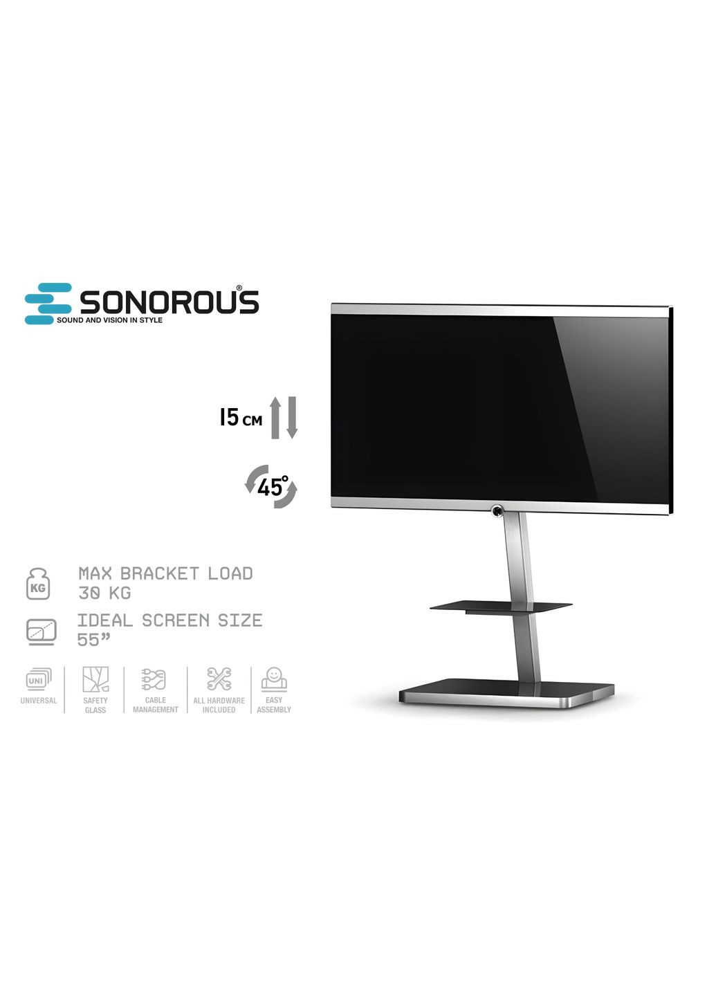 Підставка для телевізора Sonorous PL 2710-BLK-SLV (318733013)