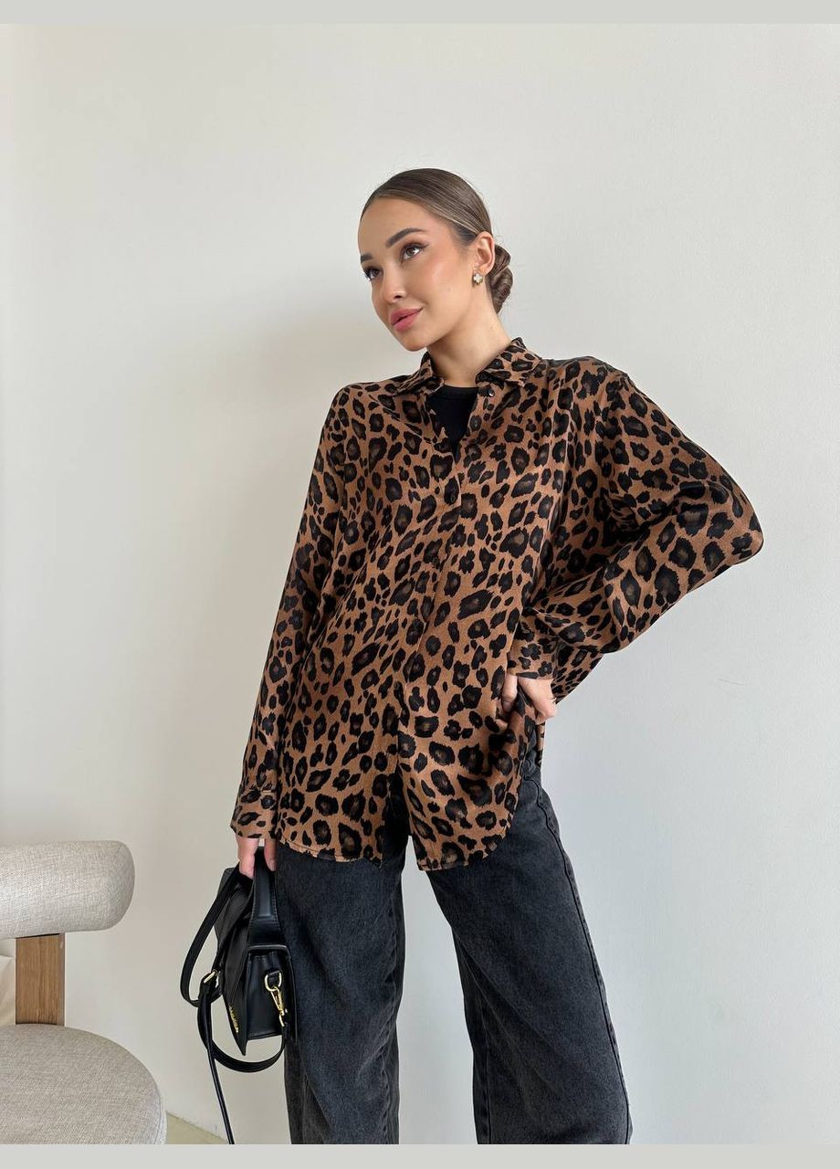 Жіноча сорочка з леопардовим принтом віскоза No Brand (282711130)