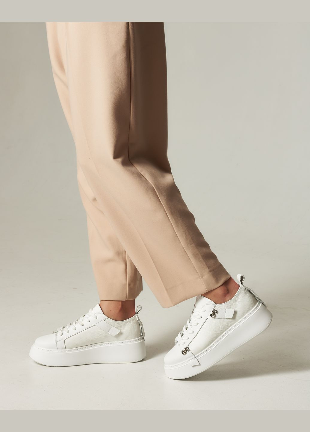 Кроссовки на платформе кожа Guero белые всесезоны (299147860)