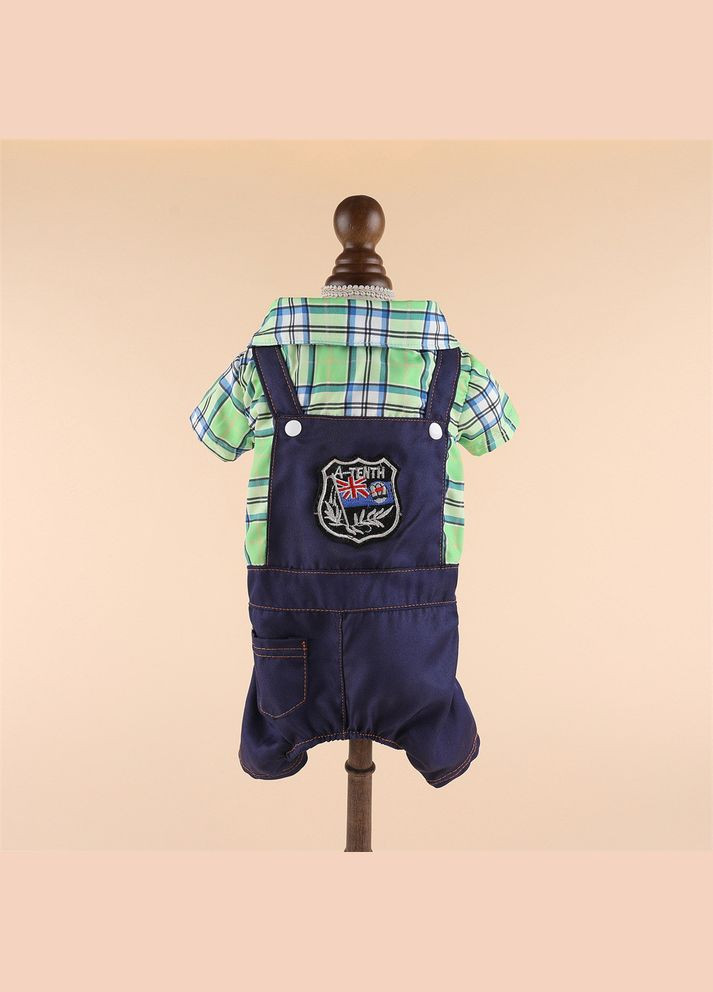 Джинсовий костюм для котів Pet Style "Клітка" Зелений L No Brand - (323234778)