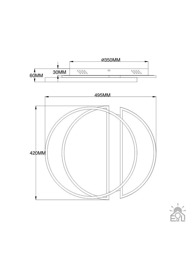 Керована світлодіодна люстра SAVIO 85W 2R-495×420×60-WHITE/BLACK-220-IP20 ESLLSE (365651734)