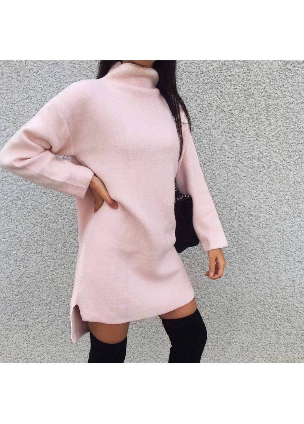 Рожева повсякденний, вечірня, ділова, домашній, кежуал жіноча сукня туніка сукня светр No Brand однотонна