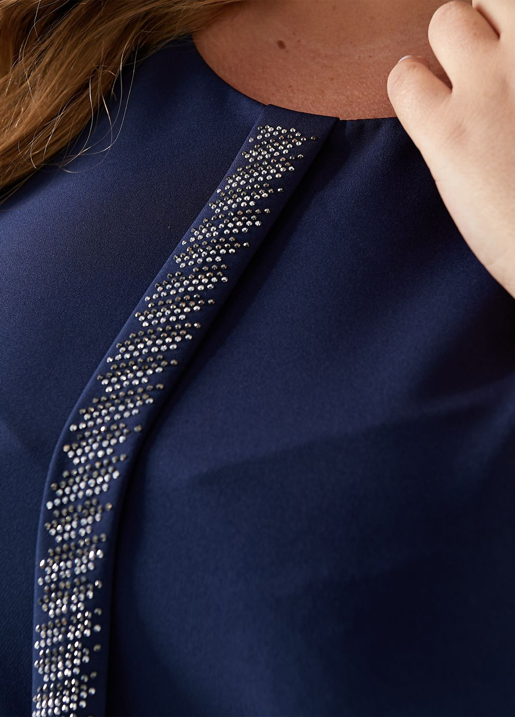 Темно-синя святковий, вечірня сукня вільного фасону а-силует міді з кишенями а-силует No Brand однотонна