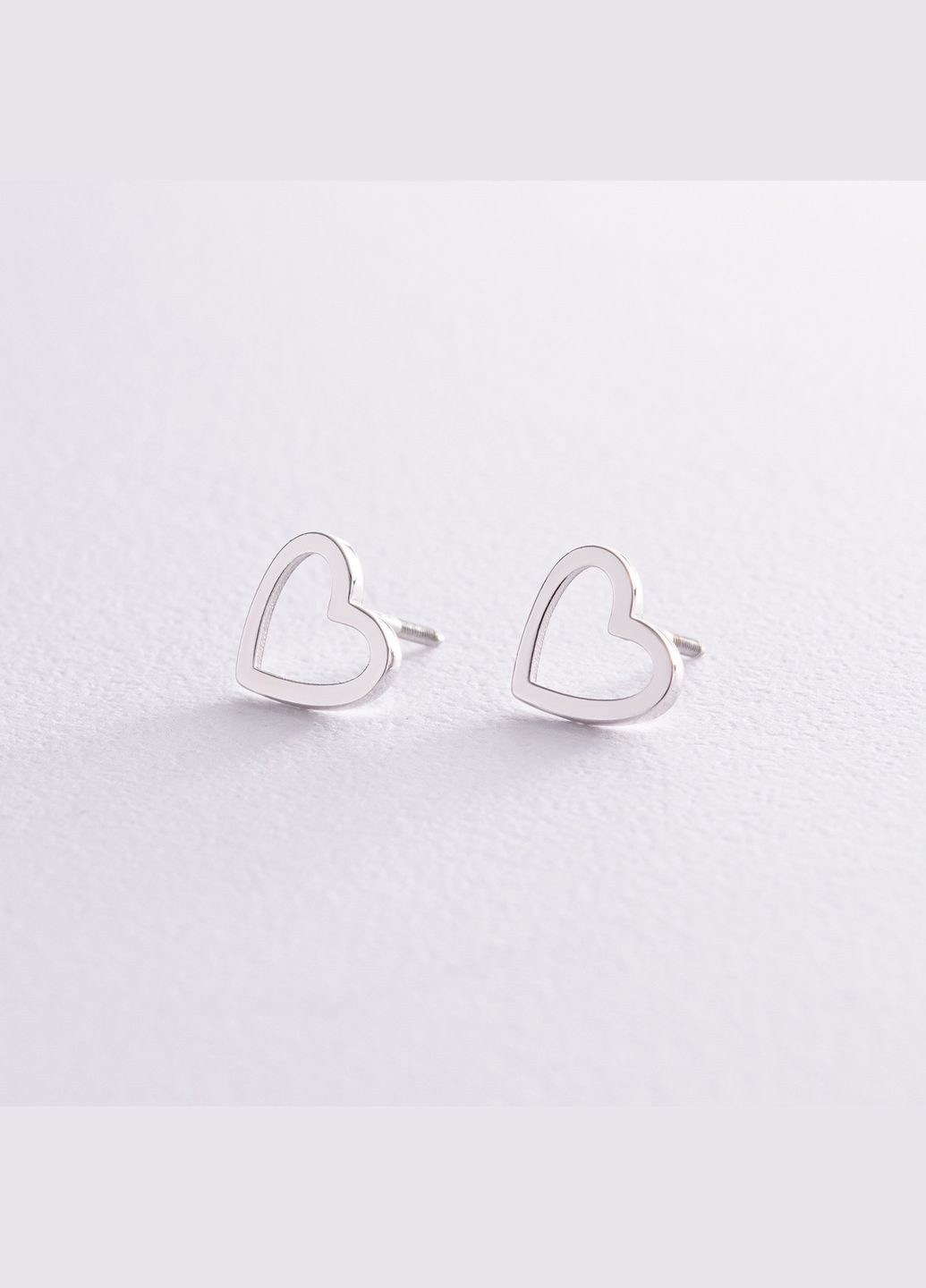 Сережки - пусети Сердечки у білому золоті с08170 Oniks (264023334)