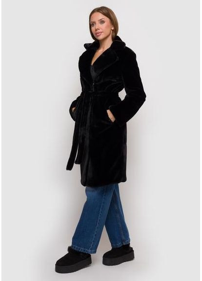 Роскошное Эко-Меховое Пальто 1103M-C Чорний SAM S Samange (367582187)