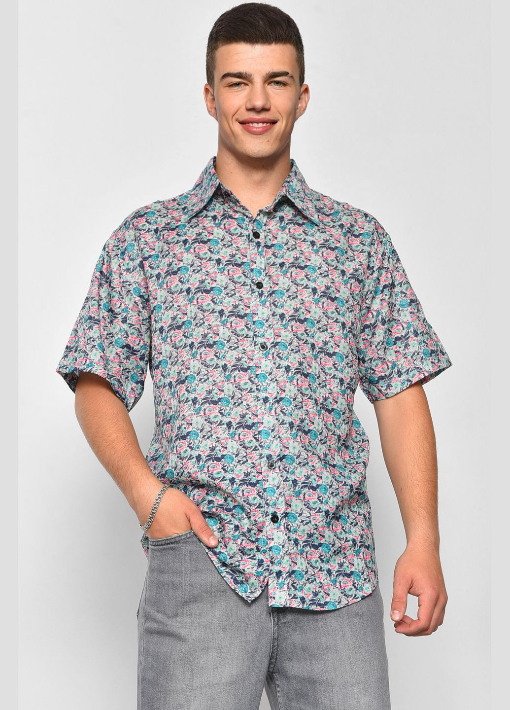 Зеленая кэжуал рубашка с рисунком Let's Shop