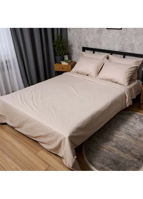Комплект постільної білизни Satin Stripe Полуторний 143х210 наволочки 4х70х70 (MS-820013109) Moon&Star Ivory Stripe (389747073)