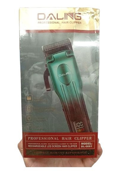 Акумуляторна чоловіча машинка для стрижки волосся DL-0061 5Вт 2000 мАг ЖК дисплей Зелений/Коричневий No Brand (357208072)