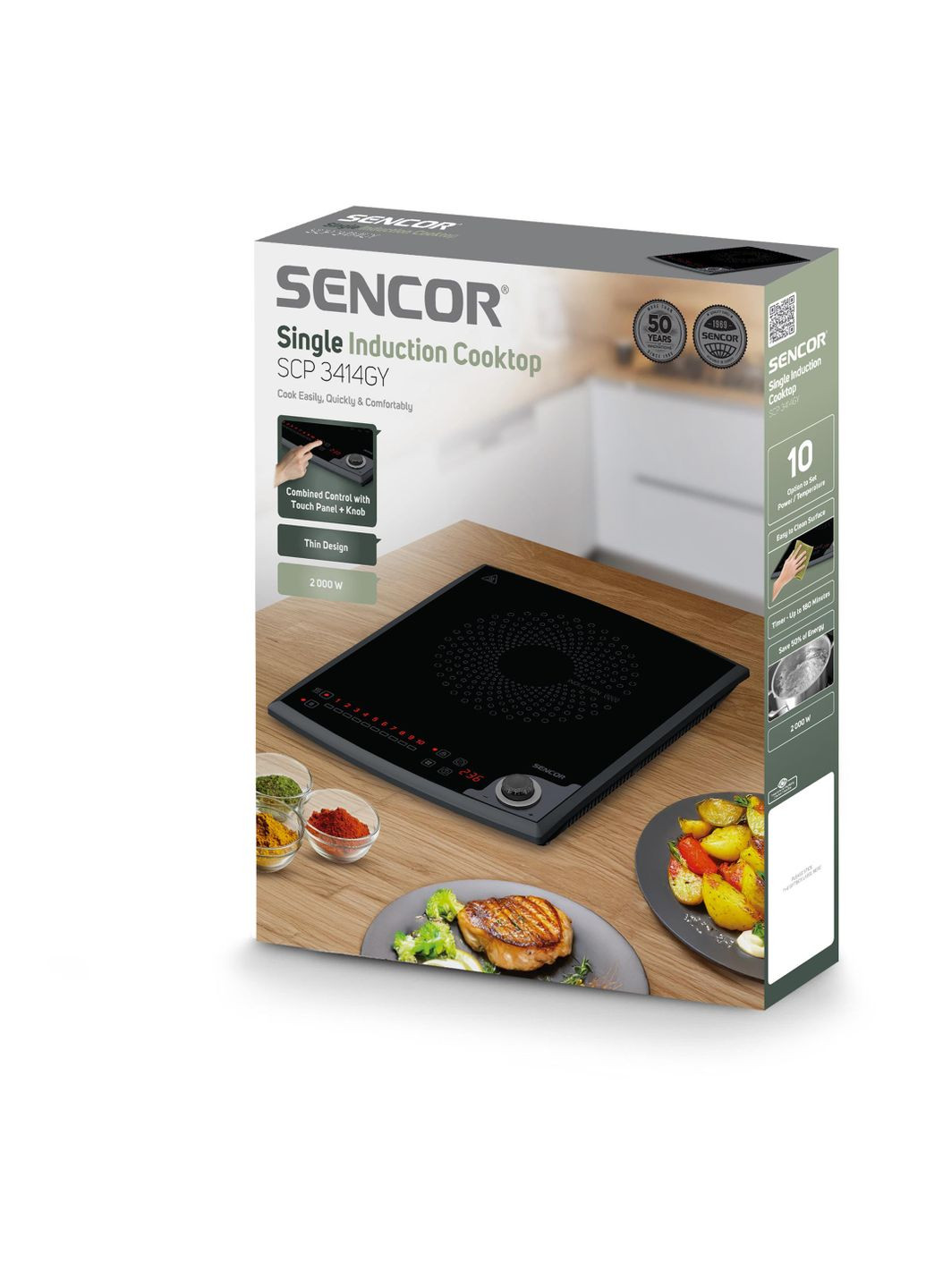 Настольная плитка индукционная, комф. - 1, 2кВт, управл - сенсорно-мех., черный Sencor (365748219)