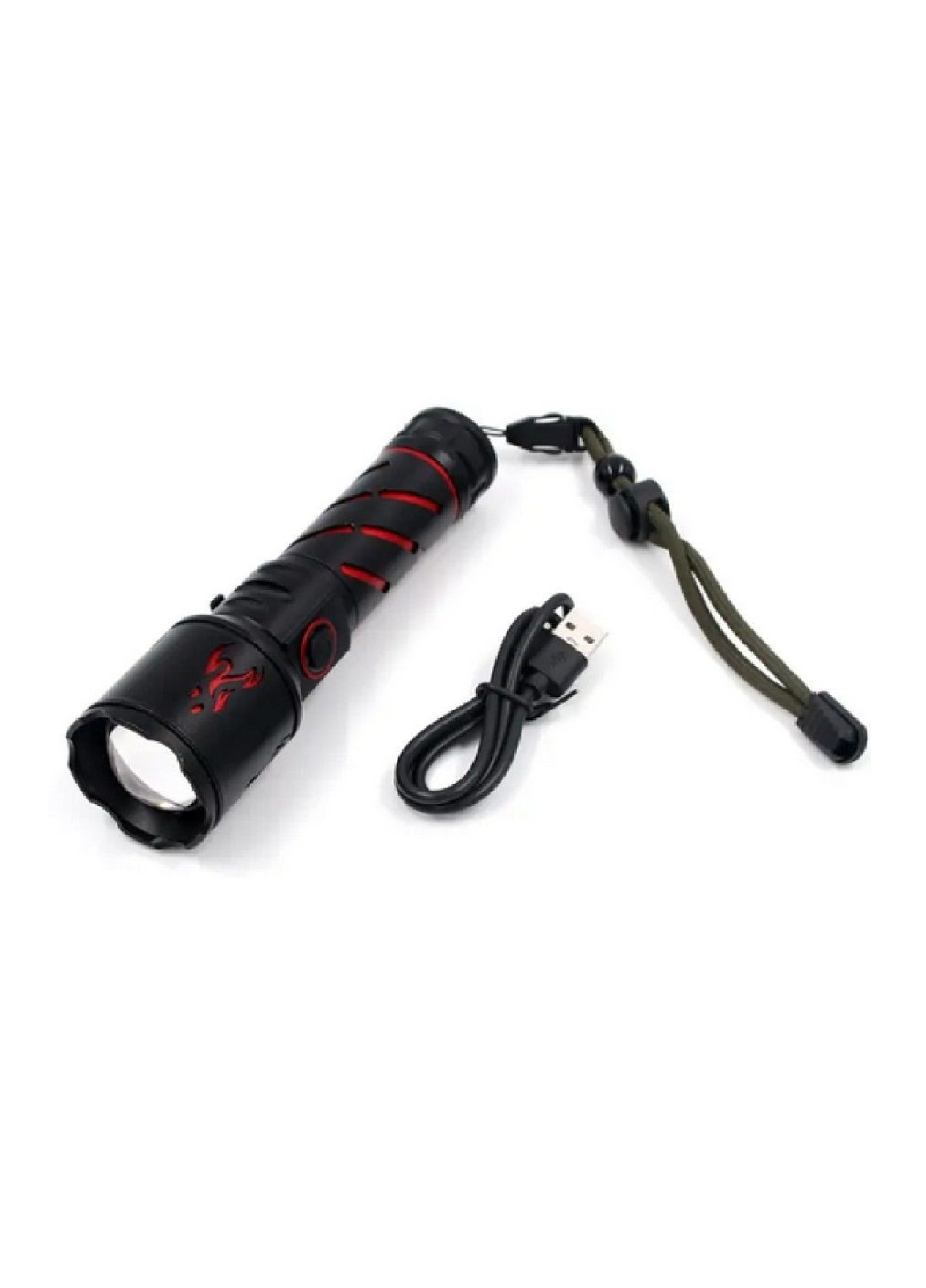 Фонарь ручной аккумуляторный с оптическим зумом зарядкой через USB-Type-C 3 режима работы 41х152х30 мм (477740-Prob) Черный Unbranded (299705146)