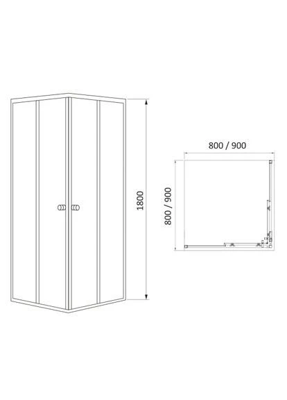 Душова кабіна VELUM, квадратна, скло, алюміній RJ (401624639)