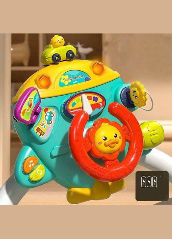 Музыкальный автотренажер 840 с музыкой и креплением для коляски Голубой Limo Toy (327796764)