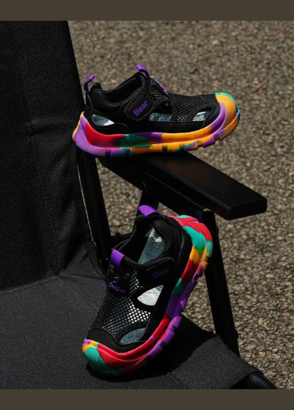 Черные сандалии детские летние с ярким дизайном ( 17,6см) (18686) Qoopixie