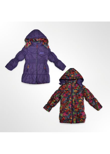 Фіолетова зимня зимова двостороння курточка для дівчинки фіолетова (0108) Quadri foglio