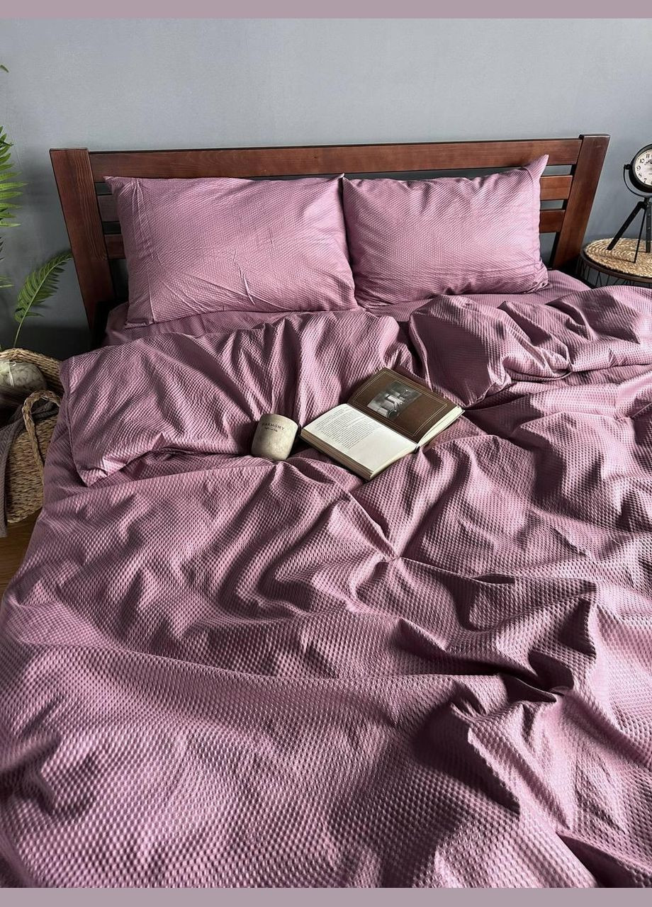 Постельное белье в однотонная полисатин в стиле жатки Двуспальное Простынь на резинке 180x200х20 Винное 50 х 70 No Brand (327795985)