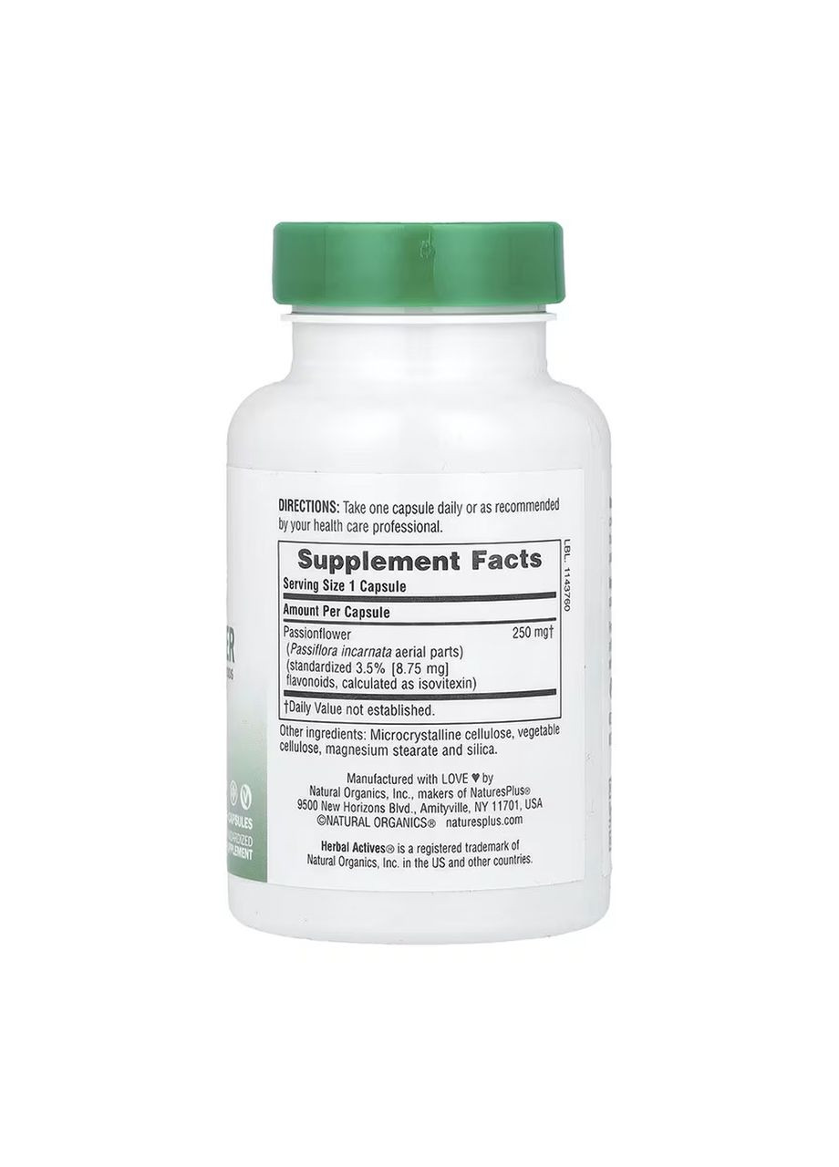 Passion Flower 250 mg - 60 vcaps Nature's Plus (369396473)