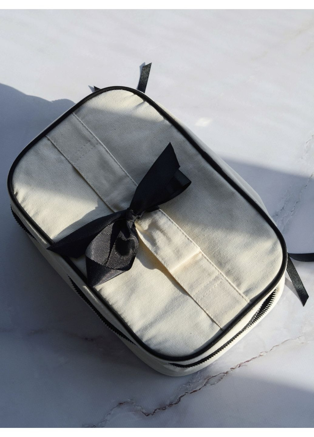 Набір бавовняних косметичок з бантиком (чорний) Organize (356729304)