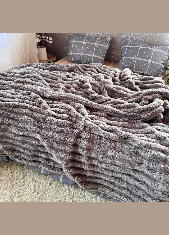 Плюшевий плед для дивана шарпей 230х200 Сірий (П4К-Mpled003/2-06) No Brand (306634040)