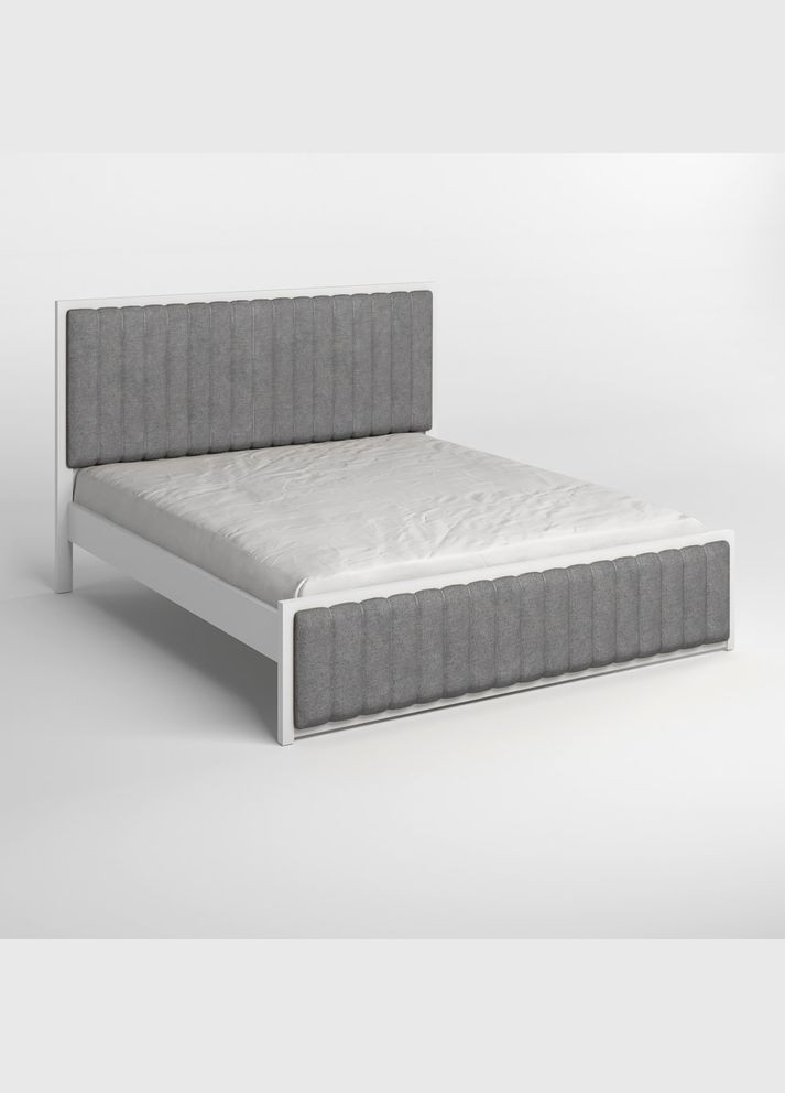 Полуторне дерев'яне ліжко Відень (RAL9003)/Аляска 93 (Сірий) 120х190 см (MBG-10785) Mebigrand (366084337)