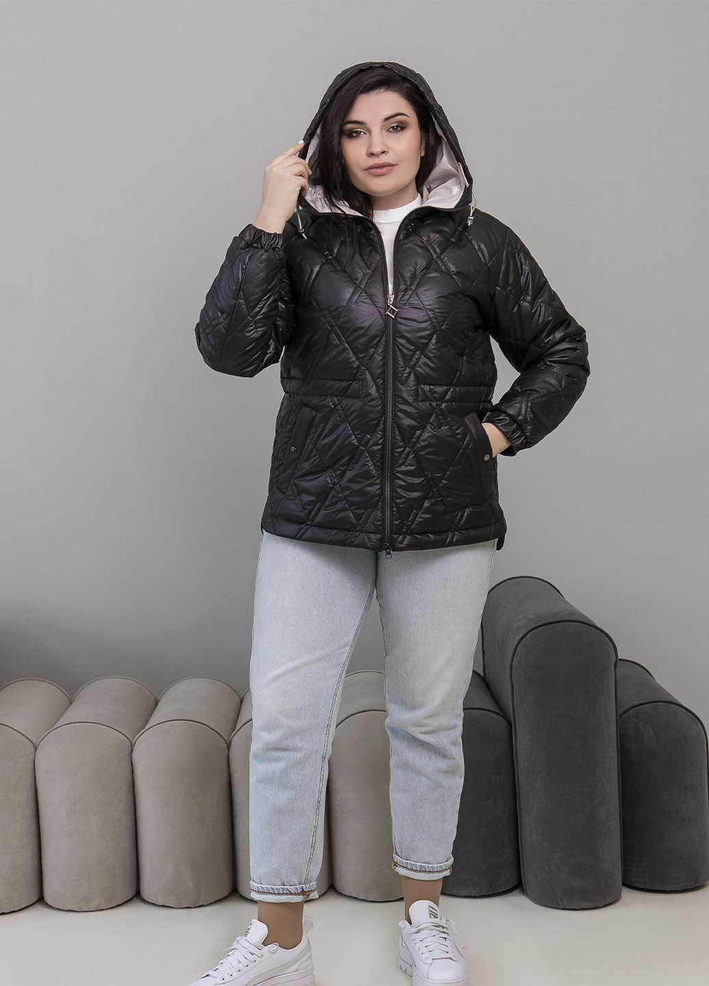 Чорна демісезонна куртка жіноча "еліна" MioRichi