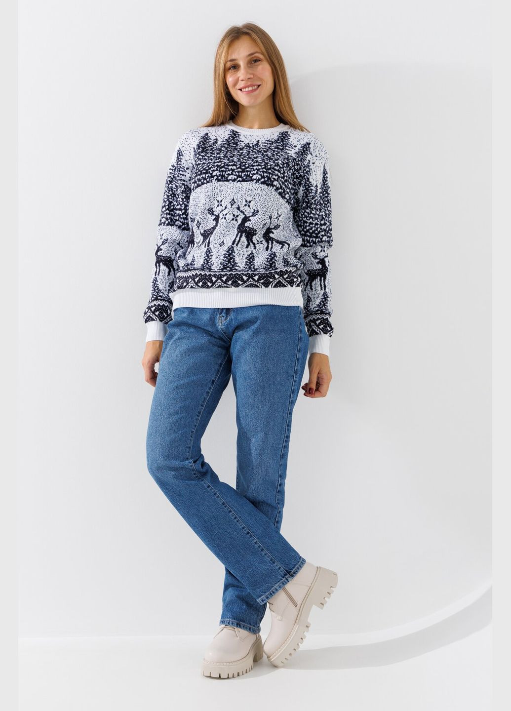 Білий демісезонний джемпер з візерунком жіночий 180925 (ny) shop (2000990785060) CLUB JU