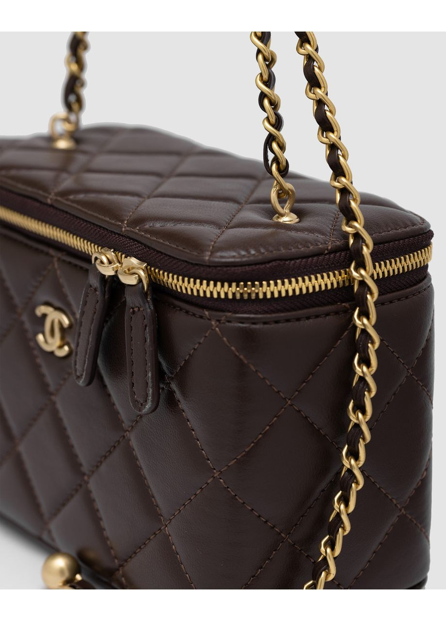 Сумка женская Classic Brown Lambskin Pearl Crush Vanity Bag Gold No Brand (362044540)