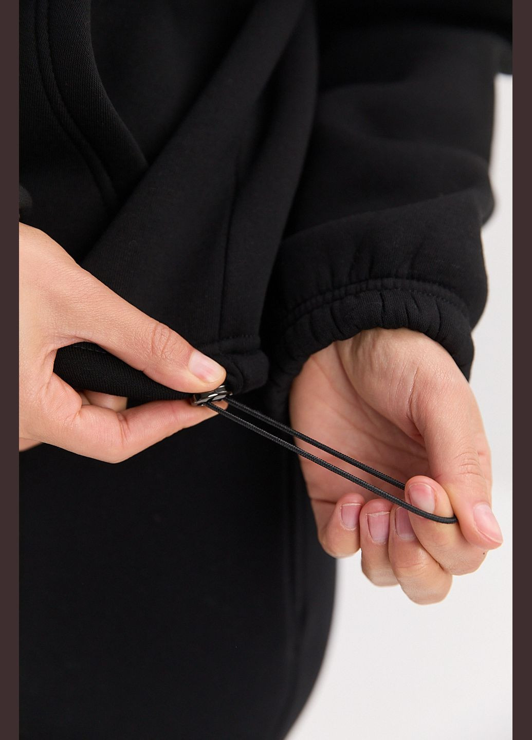 Черный теплая женская толстовка на молнии с кулиской внизу Arjen (314454619)