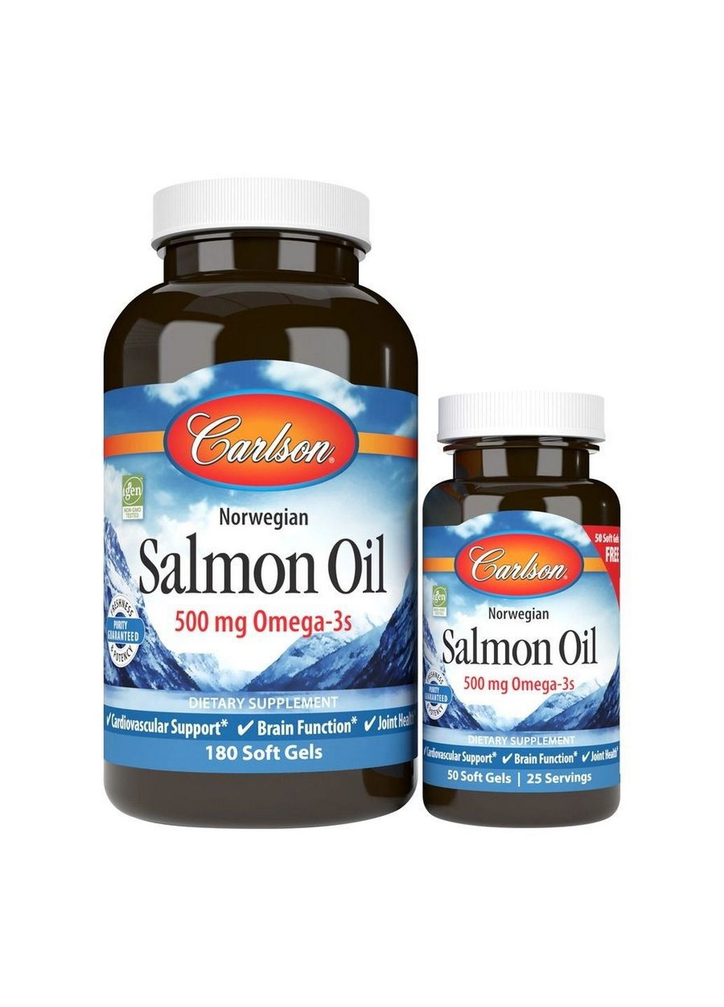 Жирні кислоти Salmon Oil, 180+50 капсул Carlson Labs (293339459)