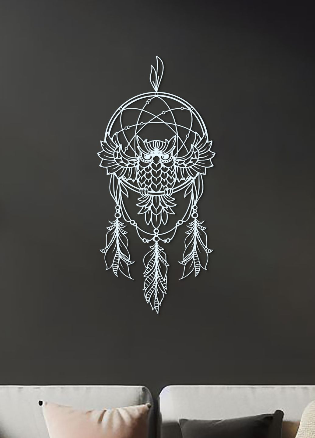 Декор в комнату, интерьерная картина на стену "Мудрая сова", стиль минимализм 60х28 см Woodyard (292113471)